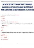 BLACK ROCK COFFEE BAR TRAINING MANUAL ACTUAL EXAM 80 QUESTIONS AND VERIFIED ANSWERS 2024. A+ GRADE
