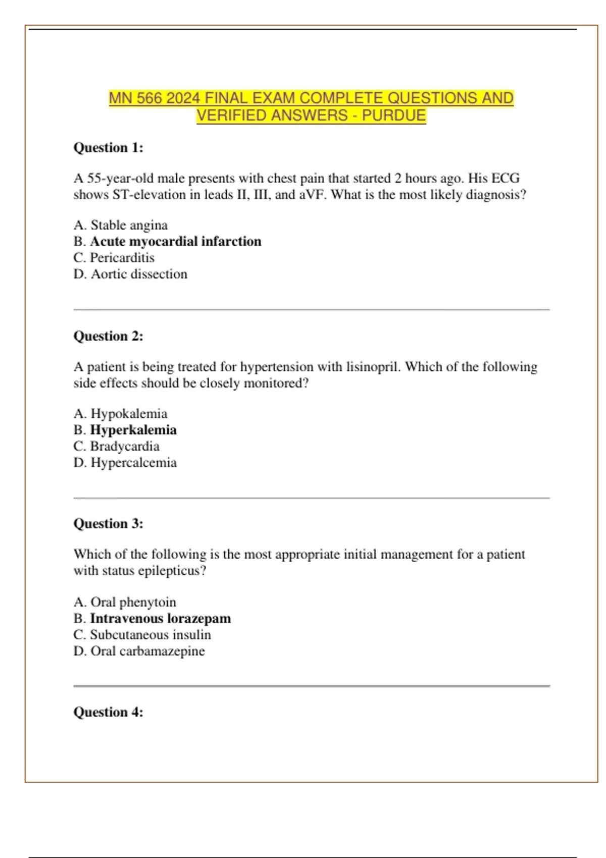 MN 566 2024 FINAL EXAM COMPLETE QUESTIONS AND VERIFIED ANSWERS - PURDUE ...