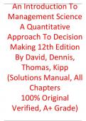 Test Bank For An Introduction To Management Science A Quantitative Approach To Decision Making 12th Edition By David Anderson&comma; Dennis Sweeney&comma; Thomas Williams&comma; Kipp Martin
