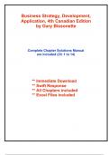 Solutions for Business Strategy&comma; Development&comma; Application&comma; 4th Canadian Edition Bissonette &lpar;All Chapters included&rpar;