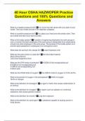 40 Hour OSHA HAZWOPER Practice Questions and 100% Questions and Answers