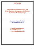 Test Bank for Essentials of Entrepreneurship and Small Business Management, 9th Edition Scarborough (All Chapters included)