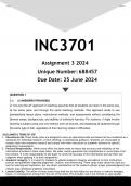 INC3701 Assignment 3 &lpar;ANSWERS&rpar; 2024 - DISTINCTION GUARANTEED