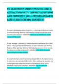 RN LEADERSHIP ONLINE PRACTICE 2023 A ACTUAL EXAM WITH CORRECT QUESTIONS AND CORRECTLY  WELL DEFINED ANSWERS LATEST 2024 ALREADY GRADED A&plus; 