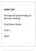 &lpar;UMGC&rpar; HMGT 307 Managerial Epidemiology & Decision Making Final Exam Guide Q & A 2024