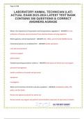 LABORATORY ANIMAL TECHNICIAN &lpar;LAT&rpar; ACTUAL EXAM 2023-2024 LATEST TEST BANK CONTAINS 380 QUESTIONS & CORRECT ANSWERS AGRADE
