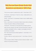 Title Escrow Exam Study Guide Utah Questions and Answers 100% Pass