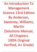 Solutions Manual For An Introduction To Management Science  13th Edition By  Anderson&comma; Sweeney&comma; Williams&comma; Martin