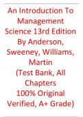 Test Bank An Introduction To Management Science  13th Edition By  Anderson&comma; Sweeney&comma; Williams&comma; Martin