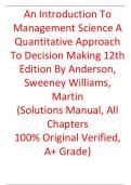 Solutions Manual For An Introduction To Management Science A Quantitative Approach To Decision Making 12th Edition By Anderson&comma; Sweeney&comma; Williams&comma; Martin
