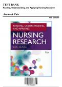 Test Bank for Reading, Understanding, and Applying Nursing Research, 6th Edition by Fain, 9781719641821, Covering Chapters 1-15 | Includes Rationales