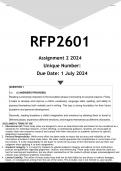 RFP2601 Assignment 2 (ANSWERS) 2024 - DISTINCTION GUARANTEED