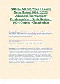 NR565 / NR 565 Week 1 Lesson Notes (Latest 2024 / 2025): Advanced Pharmacology Fundamentals | Guide Review | 100% Correct - Chamberlain