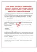 WEST VIRGINIA LAWS AND RULES PERTINENT TO INSURANCE EXAM STUDY QUESTIONS AND ANSWERS WELL EXPLAINED AND VERIFIED AS 100&percnt; CORRECT BY EXPERTS LATEST UPDATE 2024  GRADED A