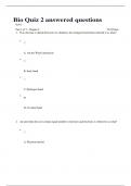 Bio Quiz 2 answered questions
