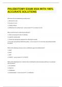 PHLEBOTOMY EXAM 2024 WITH 100&percnt; ACCURATE SOLUTIONS