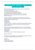 Nursing 552&colon; Exam 3 Practice Questions and Answers 2024