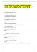 HARTMAN PHLEBOTOMY EXAM 2024 WITH 100&percnt; ACCURATE SOLUTIONS
