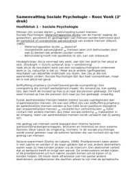 Samenvatting Sociale Psychologie - Roos Vonk