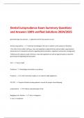 Dental Jurisprudence Exam Summary Questions  and Answers 100&percnt; verified Solutions 2024&sol;2025