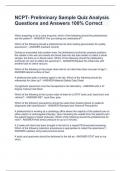 NCPT- Preliminary Sample Quiz Analysis Questions and Answers 100&percnt; Correct