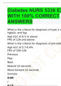 Diabetes NURS 5336 EXAM WITH 100&percnt; CORRECT ANSWERS