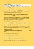 ADP-ATP Cycle &lpar;unit guide&rpar;  with Verified Correct Answers