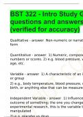BST 322 - Intro Study Guide questions and answers &lpar;verified for accuracy&rpar;