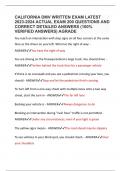 CALIFORNIA DMV WRITTEN EXAM LATEST 2023-2024 ACTUAL EXAM 200 QUESTIONS AND CORRECT DETAILED ANSWERS &lpar;100&percnt; VERIFIED ANSWERS&rpar; AGRADE