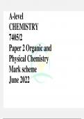 A-level CHEMISTRY 7405/2 Paper 2 Organic and Physical Chemistry Mark scheme
