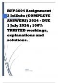 RFP2604 Assignment 2 IsiZulu (COMPLETE ANSWERS) 2024 - DUE 1 July 2024 ; 100% TRUSTED workings, explanations and solutions