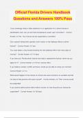 Official Florida Drivers Handbook Questions and Answers 100&percnt; Pass