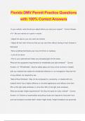 Florida DMV Permit Practice Questions with 100&percnt; Correct Answers