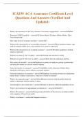ICAEW ACA Assurance Certificate Level Questions And Answers &lpar;Verified And Updated&rpar;