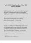 ACO CORB Exam Questions With 100&percnt; Correct Answers