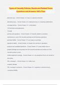 Types of Casualty Policies&comma; Bonds and Related Terms Questions and Answers 100&percnt; Pass