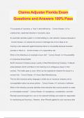 Claims Adjuster Florida Exam Questions and Answers 100&percnt; Pass