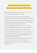 Florida Adjuster All Lines Exam Questions and Answers 100&percnt; Pass