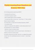Florida Licensing Exam Questions and Answers 100&percnt; Pass