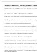 Nursing Care of the Critically-Ill COVID Patients Correct answers latest update 2024