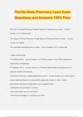Florida State Pharmacy Laws Exam Questions and Answers 100&percnt; Pass