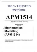 Exam (elaborations) APM1514 Assignment 4 (COMPLETE ANSWERS) 2024 - DUE 10 June 2024 •	Course •	Mathematical Modelling (APM1514) •	Institution •	University Of South Africa •	Book •	Mathematical Modeling APM1514 Assignment 4 (COMPLETE ANSWERS) 2024 - DUE 10