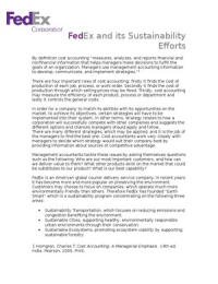 FedEx and its Sustainability Efforts
