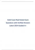 Gold Coast Real Estate Exam Questions with Verified Answers Latest 2024 Graded A+