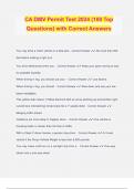 CA DMV Permit Test 2024 &lpar;100 Top Questions&rpar; with Correct Answers