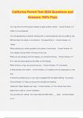 California Permit Test 2024 Questions and Answers 100&percnt; Pass