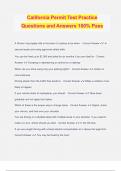 California Permit Test Practice Questions and Answers 100&percnt; Pass
