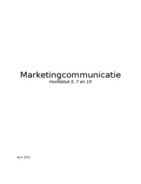 Marketingcommunicatie samenvatting H5, H7 en H10