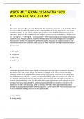 ASCP MLT EXAM 2024 WITH 100&percnt; ACCURATE SOLUTIONS