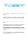 NYSTCE CST Social Studies Questions with 100&percnt; Correct Answers &vert; Latest Version 2024 &vert; Verified